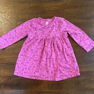 Tea Collection Girls Strawberries Dress 9-12 M LS Pink  Boutique